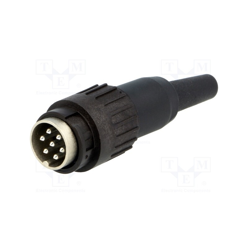 1 pcs x AMPHENOL - T3439501U - Plug, DIN, male, PIN: 7, Layout: 360°, straight, for cable, soldering