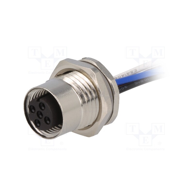 1 pcs x TE Connectivity - T4171110504-001 - Socket, M12, PIN: 4, female, D code-Ethernet, cables, IP67, straight
