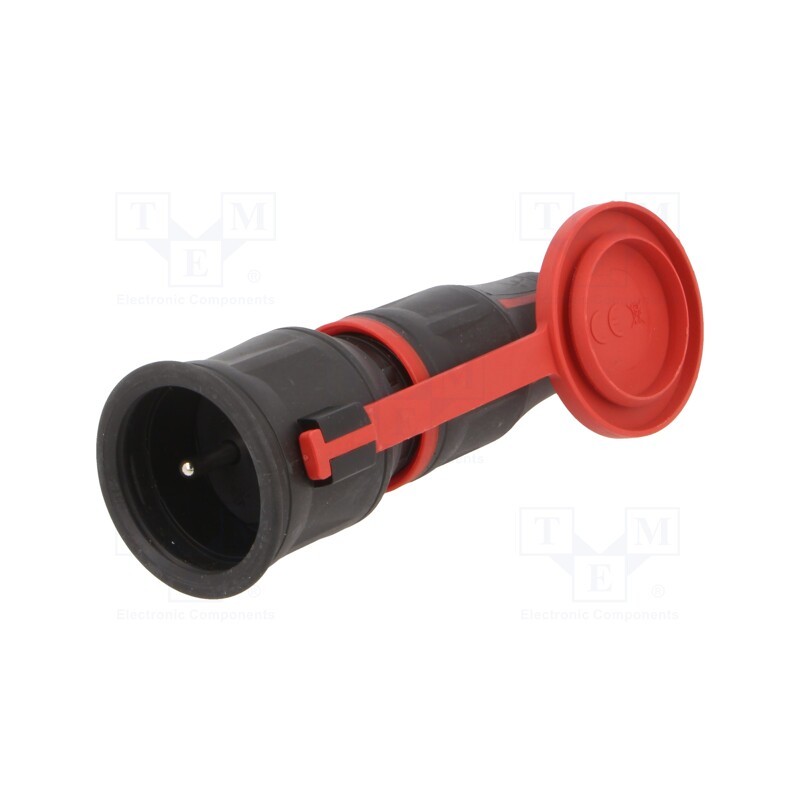 1 pcs x PCE - 24711-SR - Connector: AC supply, female, socket, 2P+PE, 250VAC, 16A, black