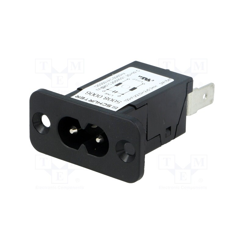 1 pcs x SCHURTER - 5008.0006 - Connector: AC supply, socket, male, 2.5A, 250VAC, IEC 60320, 5008