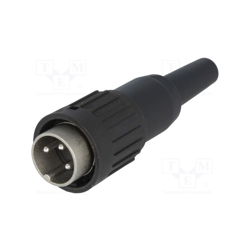 1 pcs x AMPHENOL - T3274501U - Plug, DIN, male, PIN: 3, straight, for cable, soldering, 300V, 5A