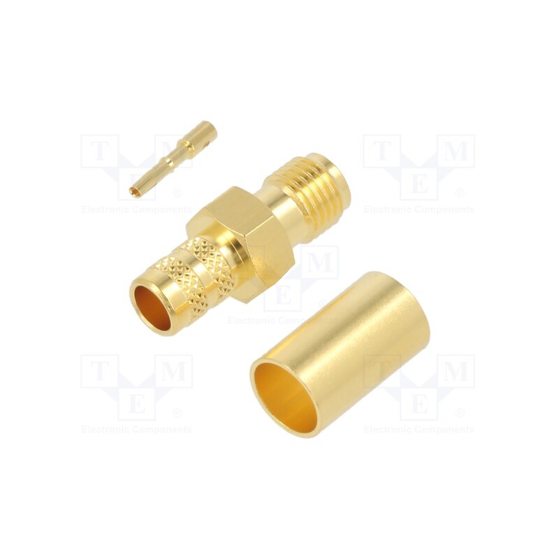 1 pcs x AMPHENOL RF - 132240 - Plug, SMA, female, straight, 50Ω, soldering,crimped, for cable