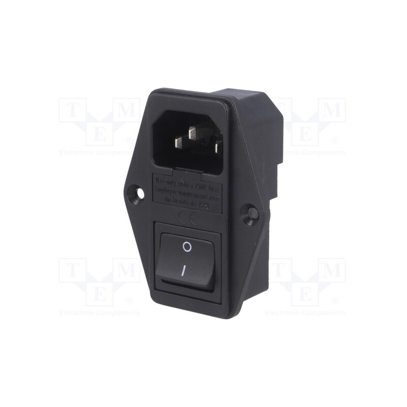 1 pcs x SCHURTER - 4304.6053 - Connector: AC supply, socket, male, 10A, 250VAC, IEC 60320, C14 (E)