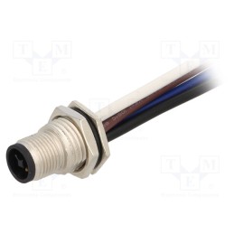 1 pcs x AMPHENOL LTW - M12T-04PMMS-SF8B15 - Socket, M12, PIN: 4, male, T code-Power, cables, IP67, 12A, 1.5mm2