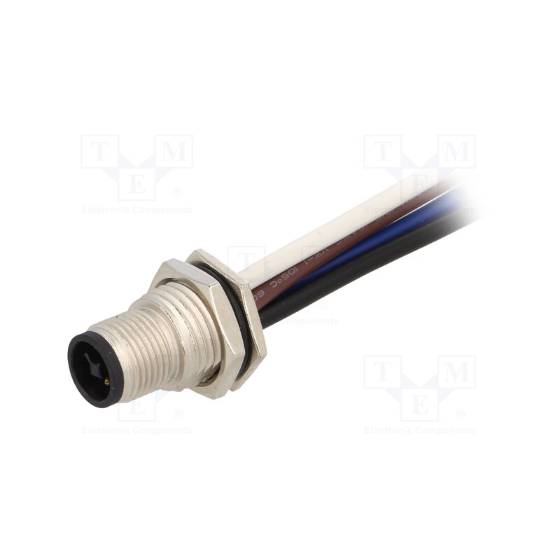 1 pcs x AMPHENOL LTW - M12T-04PMMS-SF8B15 - Socket, M12, PIN: 4, male, T code-Power, cables, IP67, 12A, 1.5mm2