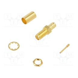 1 pcs x AMPHENOL RF - 132241 - Socket, SMA, female, straight, 50Ω, soldering,crimped, PTFE