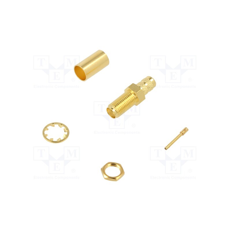 1 pcs x AMPHENOL RF - 132241 - Socket, SMA, female, straight, 50Ω, soldering,crimped, PTFE