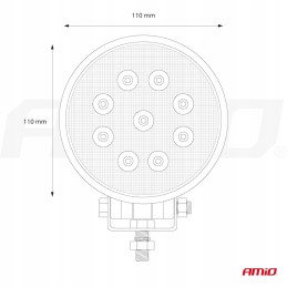 Halogen searchlight work lamp 9x LED 12 24v 110mm