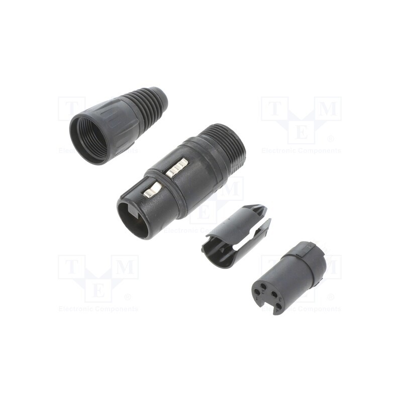 1 pcs x NEUTRIK - NC4FX-BAG - Plug, XLR, female, PIN: 4, straight, for cable, zinc die-cast, X