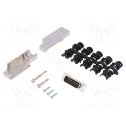 1 pcs x ENCITECH - 6355-0065-22 - D-Sub, PIN: 15, plug, male, angled 90°, soldering, for cable, black