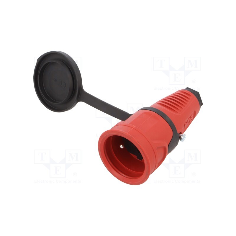 1 pcs x PCE - 2411-RSW - Connector: AC supply, female, socket, 2P+PE, 250VAC, 16A, for cable