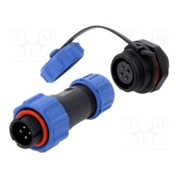 1 pcs x CONNFLY - DS1110-24-04BU8 - Connector: circular, male + female, PIN: 4, 5A, IP67, 500V