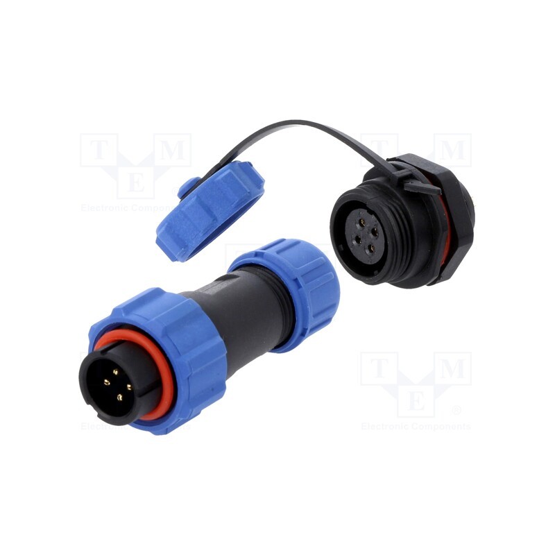 1 pcs x CONNFLY - DS1110-24-04BU8 - Connector: circular, male + female, PIN: 4, 5A, IP67, 500V