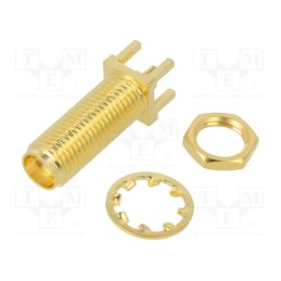 1 pcs x AMPHENOL RF - 132291 - Socket, SMA, female, straight, 50Ω, THT, PTFE, gold-plated