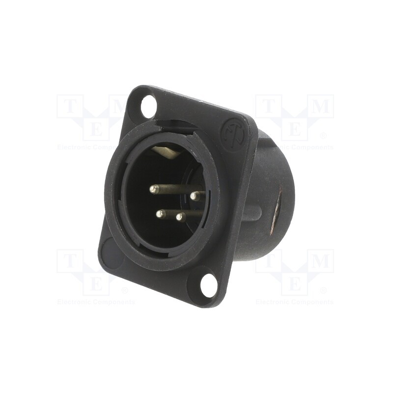 1 pcs x NEUTRIK - NC4MD-L-BAG-1 - Socket, XLR, male, PIN: 4, straight, soldering, black, 10A, 19x24mm