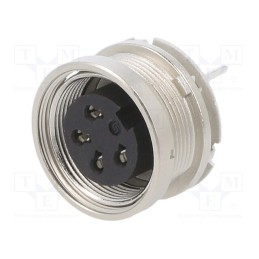 1 pcs x BINDER - 09 0312 290 04 - Connector: M16, socket, female, THT, PIN: 4, 6A, 150V, straight, IP40