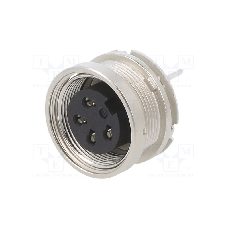 1 pcs x BINDER - 09 0312 290 04 - Connector: M16, socket, female, THT, PIN: 4, 6A, 150V, straight, IP40