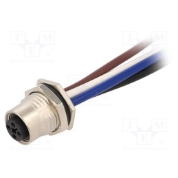 1 pcs x AMPHENOL LTW - M12T-04PFFS-SF8B15 - Socket, M12, PIN: 4, female, T code-Power, cables, IP67, 12A, 1.5mm2