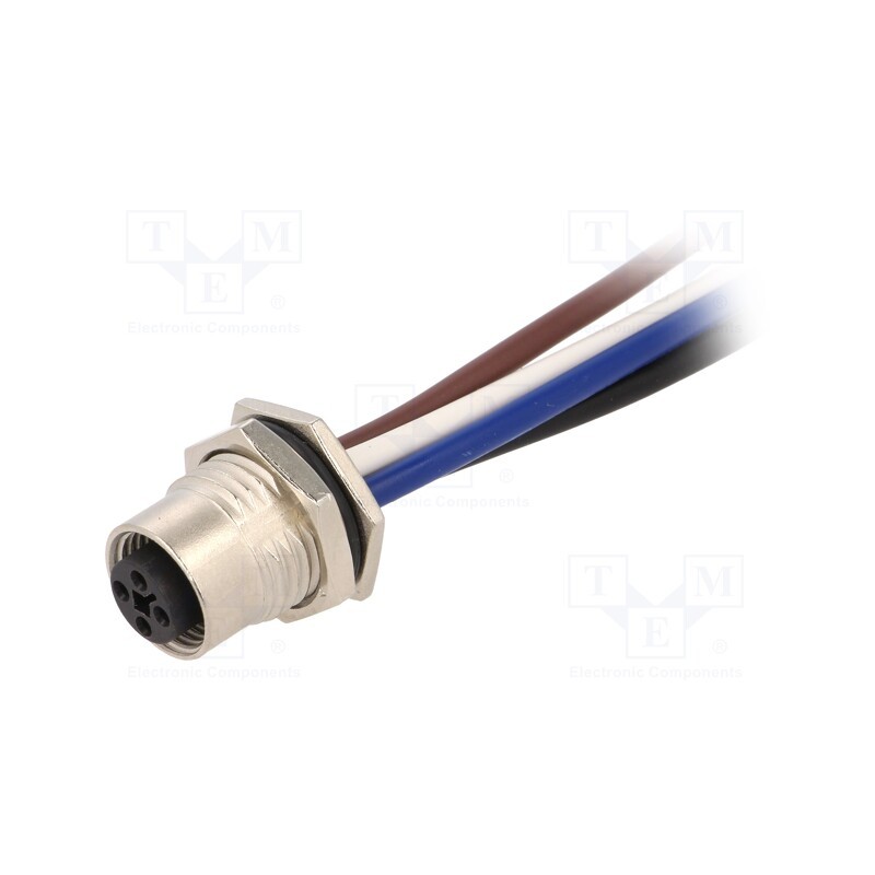 1 pcs x AMPHENOL LTW - M12T-04PFFS-SF8B15 - Socket, M12, PIN: 4, female, T code-Power, cables, IP67, 12A, 1.5mm2