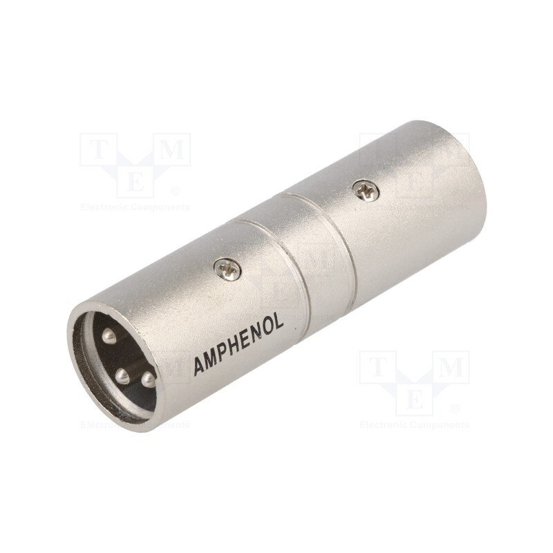 1 pcs x AMPHENOL - AC3M3MW - Coupler, XLR male,both sides, PIN: 3, silver, straight