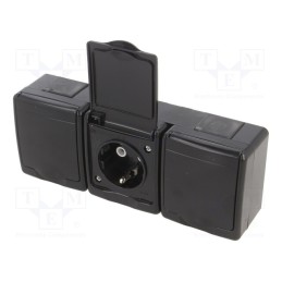 1 pcs x PAWBOL - D.3715SCGGG/1 - Connector: AC supply, socket, 2P+PE, 250VAC, 16A, black, PIN: 3, IP44