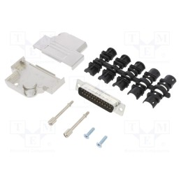 1 pcs x Amphenol Communications Solutions - L17D45ZK25+L717SDB25P - D-Sub, PIN: 25, male, angled 45°, soldering, for cable, gold