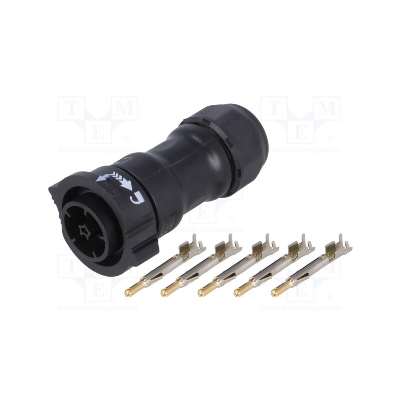 1 pcs x AMPHENOL LTW - DC-05BFMA-QL8LPP - Connector: circular, male, plug, crimped, PIN: 5, 14AWG÷12AWG, X-Lok