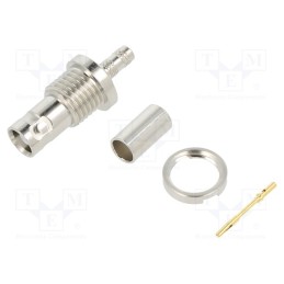 1 pcs x AMPHENOL RF - 034-1053 - Socket, Micro BNC, female, straight, 75Ω, soldering,crimped, PTFE