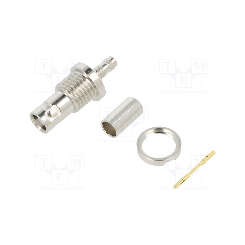 1 pcs x AMPHENOL RF - 034-1053 - Socket, Micro BNC, female, straight, 75Ω, soldering,crimped, PTFE