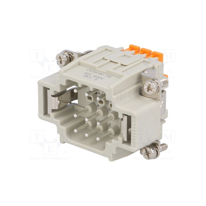 1 pcs x ILME - CDSHM 09 - Connector: HDC, male, CDSH, PIN: 9, 9+PE, size 44.27, 10A, 400V