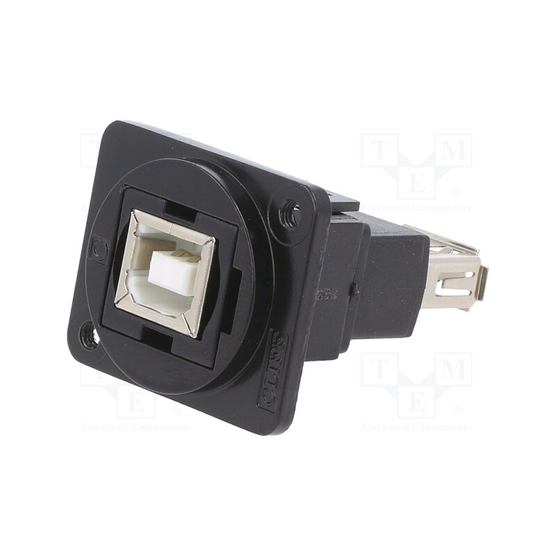 1 pcs x CLIFF - CP30207NM3B - Coupler, USB A socket,USB B socket, FT, USB 2.0, metal, 19x24mm