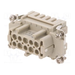 1 pcs x DEGSON ELECTRONICS - DE-010-FS - Connector: HDC, contact insert, female, DE, PIN: 10, 10+PE, 16A, 500V