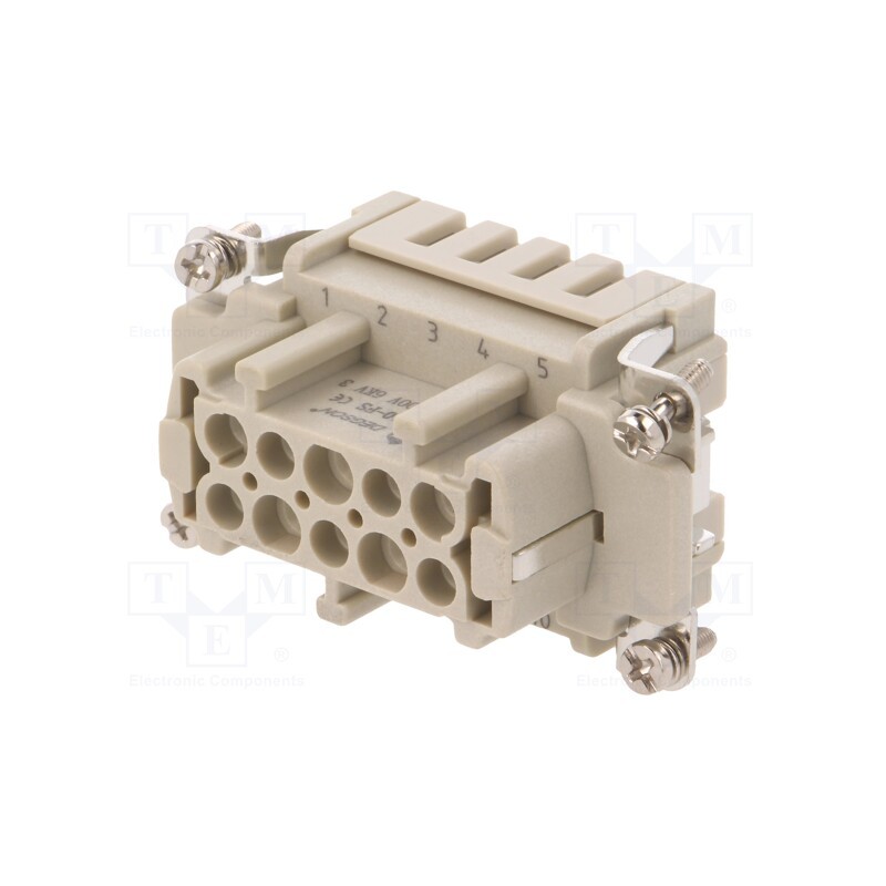 1 pcs x DEGSON ELECTRONICS - DE-010-FS - Connector: HDC, contact insert, female, DE, PIN: 10, 10+PE, 16A, 500V