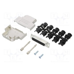 1 pcs x Amphenol Communications Solutions - L17D45ZK25+L77SDB25S - D-Sub, PIN: 25, female, angled 45°, soldering, for cable, UNC