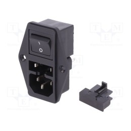 1 pcs x SCHURTER - 4304.6093 - Connector: AC supply, socket, male, 10A, 250VAC, IEC 60320, 6765