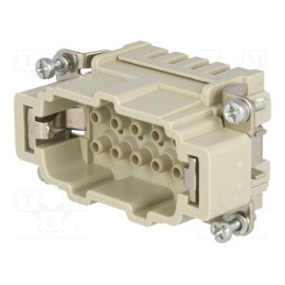 1 pcs x HARTING - 9330102602 - Connector: HDC, contact insert, male, Han E®, PIN: 10, 10+PE, 16A