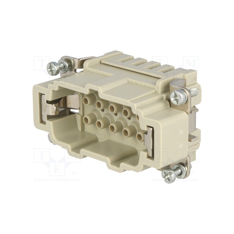 1 pcs x HARTING - 9330102602 - Connector: HDC, contact insert, male, Han E®, PIN: 10, 10+PE, 16A