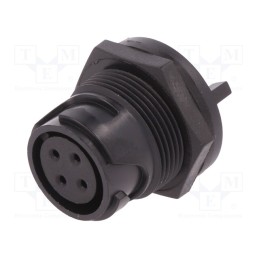 1 pcs x BULGIN - PXP4013/04S - Connector: circular, socket, female, PIN: 4, w/o contacts, UL94V-0