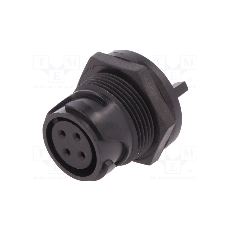 1 pcs x BULGIN - PXP4013/04S - Connector: circular, socket, female, PIN: 4, w/o contacts, UL94V-0