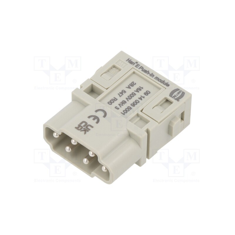 1 pcs x HARTING - 9140065001 - Connector: HDC, module, male, Han-Modular®, PIN: 6, push-in, 16A