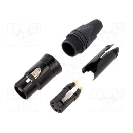 1 pcs x NEUTRIK - NC4FXX-B - Plug, XLR, female, PIN: 4, straight, for cable, soldering, 10A, 16AWG
