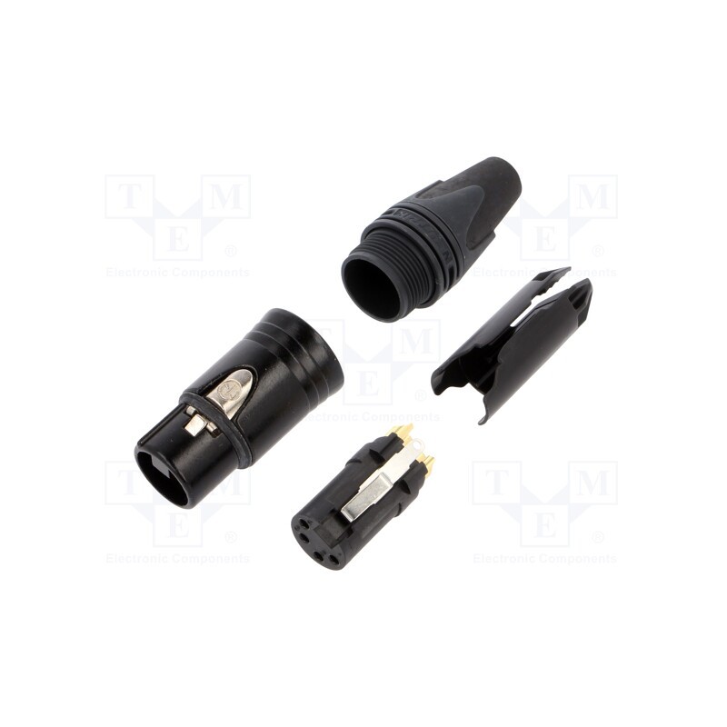 1 pcs x NEUTRIK - NC4FXX-B - Plug, XLR, female, PIN: 4, straight, for cable, soldering, 10A, 16AWG