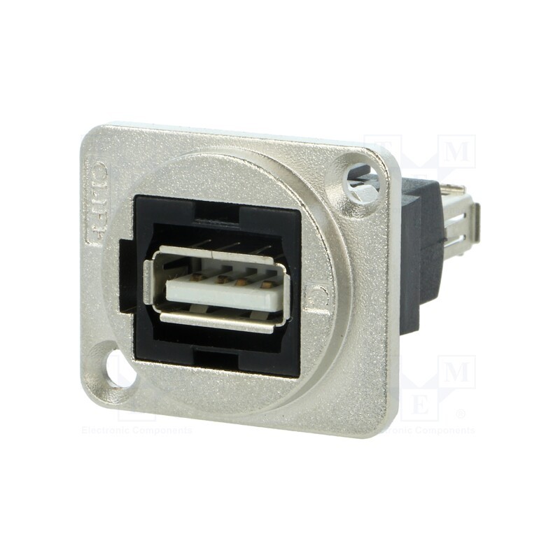 1 pcs x CLIFF - CP30208NM - Coupler, USB A socket,both sides, FT, USB 2.0, metal, 19x24mm