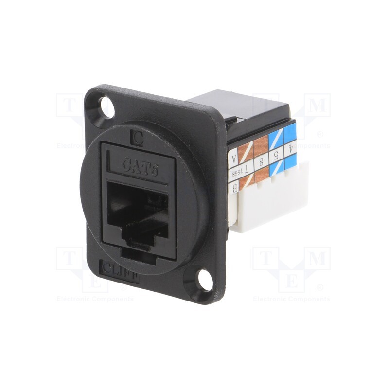 1 pcs x CLIFF - CP30227 - Socket, RJ45, FT, Cat: 6a, Layout: 8p8c, IDC, 19x24mm, Mat: plastic