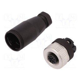 1 pcs x BINDER - 99 0430 14 04 - Connector: M12, plug, female, PIN: 4, 4A, IP67, 250V, 0.75mm2, 4÷6mm