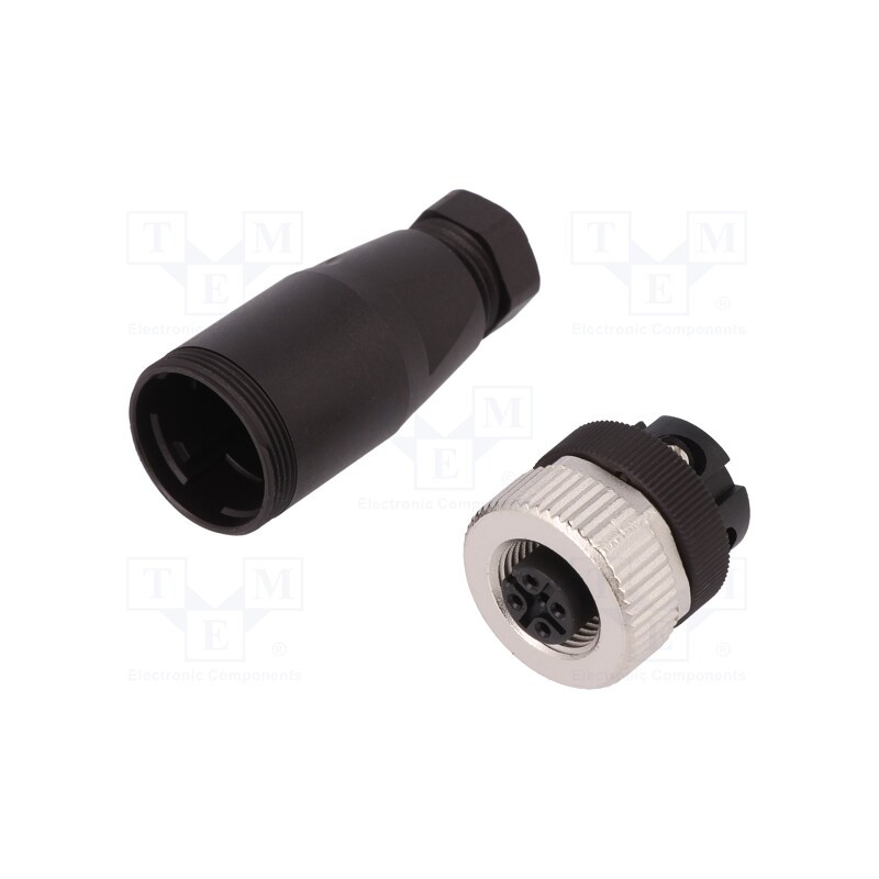 1 pcs x BINDER - 99 0430 14 04 - Connector: M12, plug, female, PIN: 4, 4A, IP67, 250V, 0.75mm2, 4÷6mm