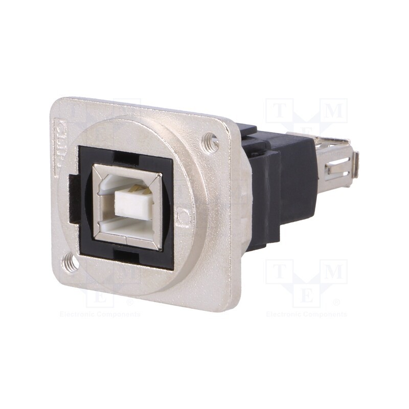 1 pcs x CLIFF - CP30207NM3 - Coupler, USB A socket,USB B socket, FT, USB 2.0, metal, 19x24mm