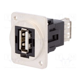 1 pcs x CLIFF - CP30208NM3 - Coupler, USB A socket,both sides, FT, USB 2.0, metal, 19x24mm