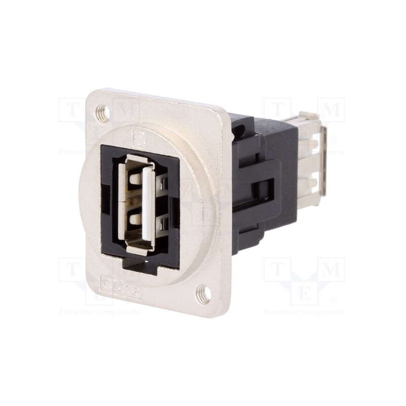 1 pcs x CLIFF - CP30208NM3 - Coupler, USB A socket,both sides, FT, USB 2.0, metal, 19x24mm