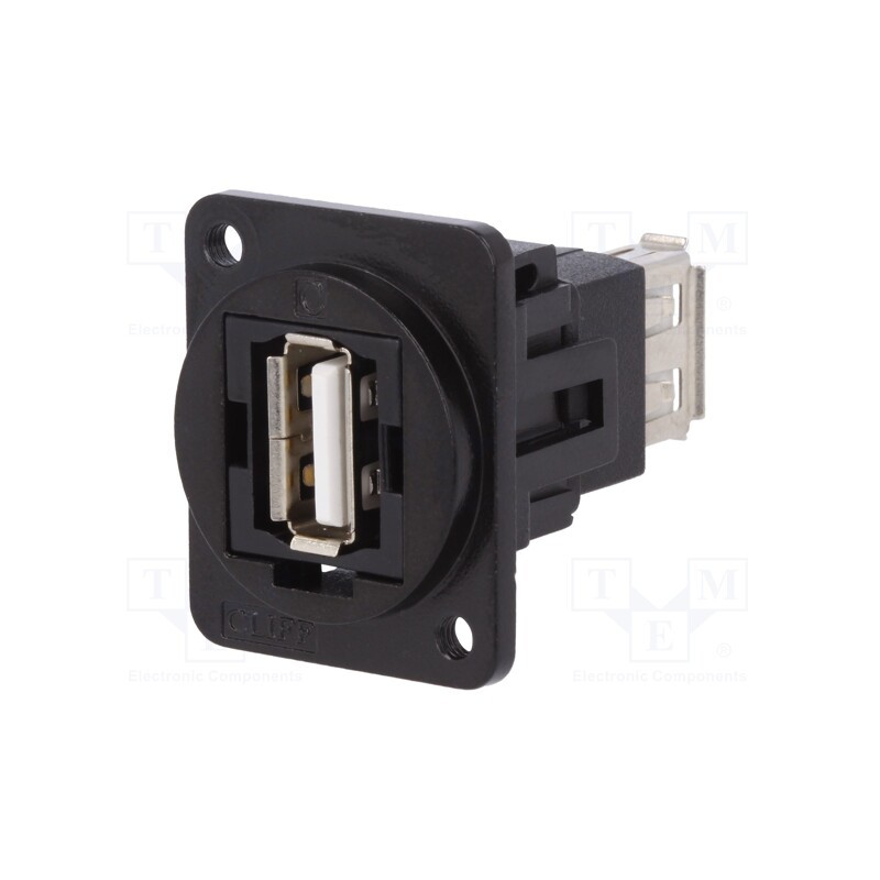 1 pcs x CLIFF - CP30208NM3B - Coupler, USB A socket,both sides, FT, USB 2.0, metal, 19x24mm